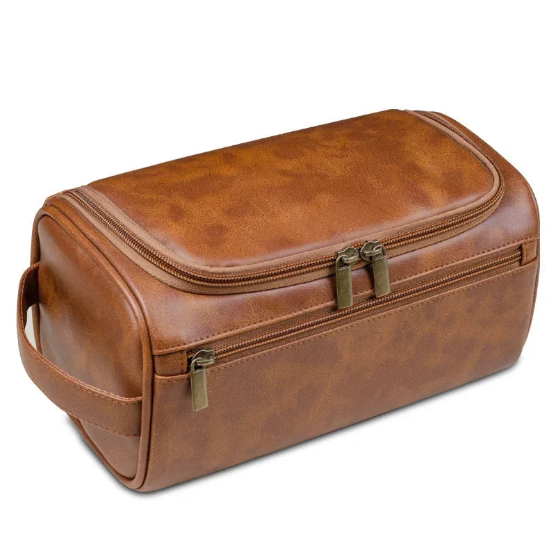 Toiletry Bag | Premium Leather Water-Repellent & Organizer Pockets | 25 x 13 x 13 cm