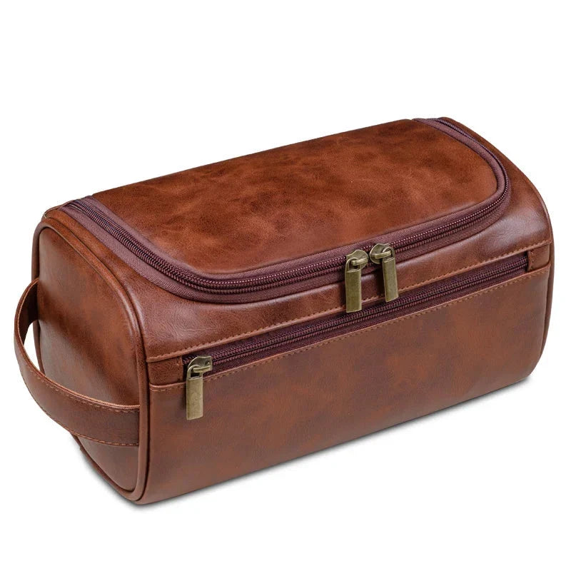 Toiletry Bag | Premium Leather Water-Repellent & Organizer Pockets | 25 x 13 x 13 cm