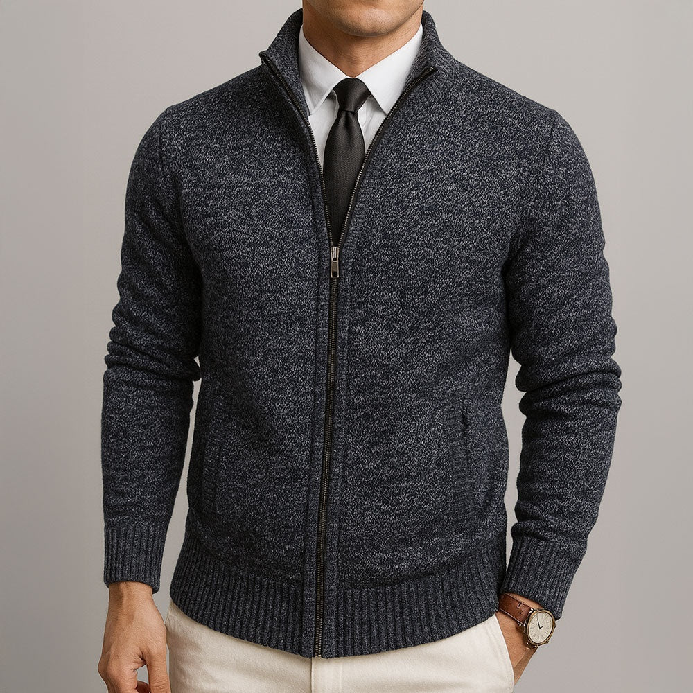 Maxwell | Men's Zip Up Cardigan Sweater Knit High Collar