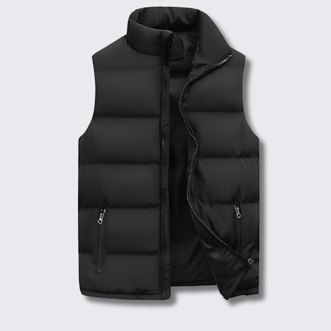 Leo | Men's Quilted Puffer Vest High Collar Zip Up
