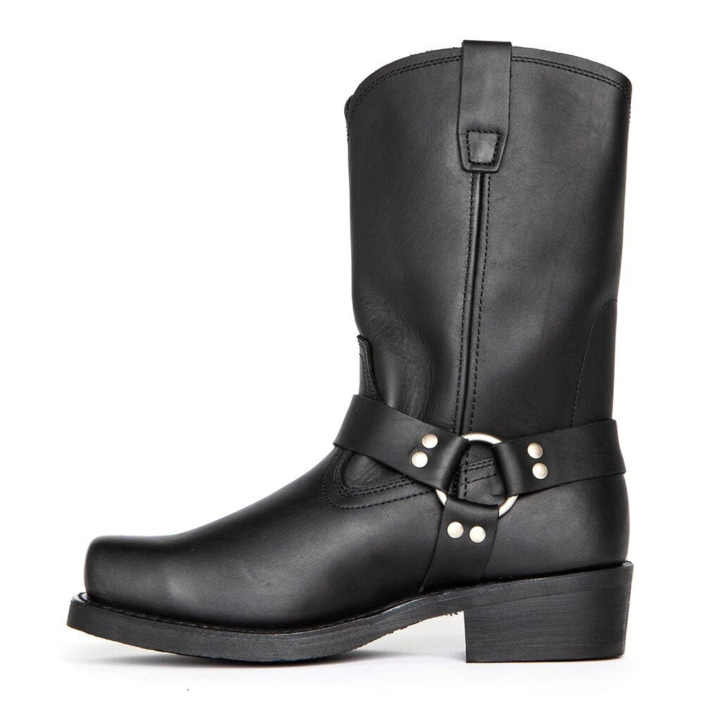 Joseph | Men's Leather Cowboy Boots Mid Calf Harness