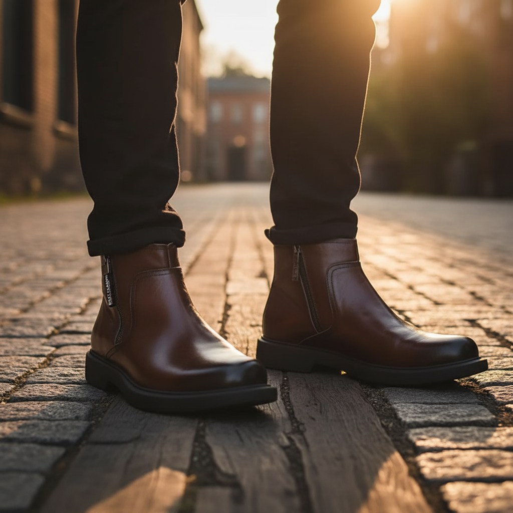 Tommy - Men's Zip-Entry Leather Chelsea Boots