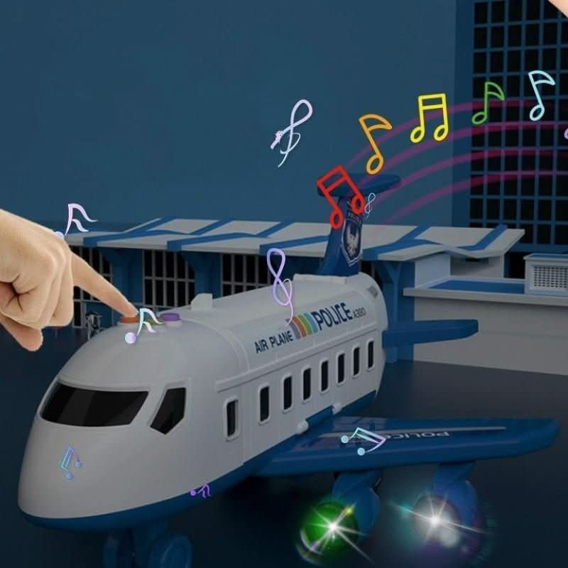 Toy Airplane Playset with Fold-Out Tracks Working Crane and Mini Vehicles