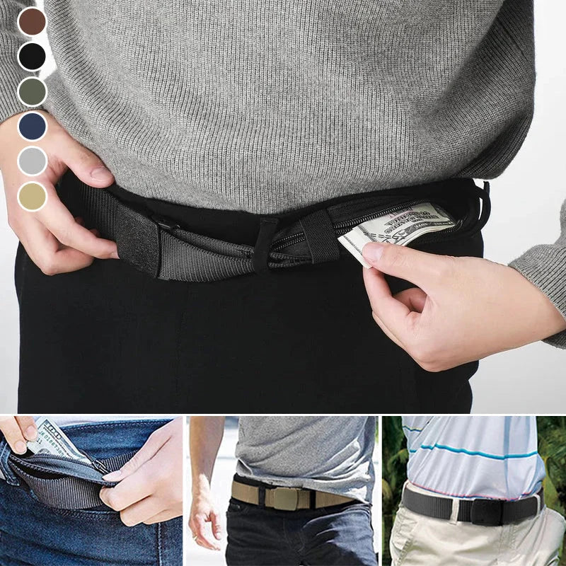 Travel Money Belt | Hidden Zipper Pocket & Anti-Slip Metal Buckle