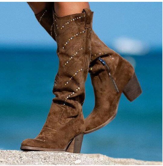 Bexley | Studded Western Slouch Knee-High Boots