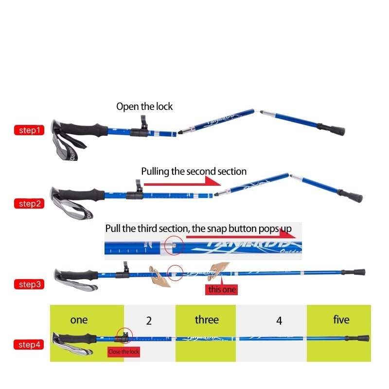 Trekking Poles Collapsible Folding Walking Sticks with Adjustable Height and Foam Grip