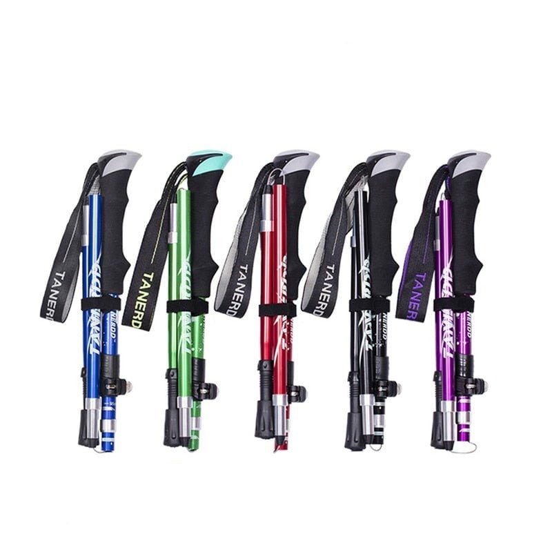 Trekking Poles Collapsible Folding Walking Sticks with Adjustable Height and Foam Grip