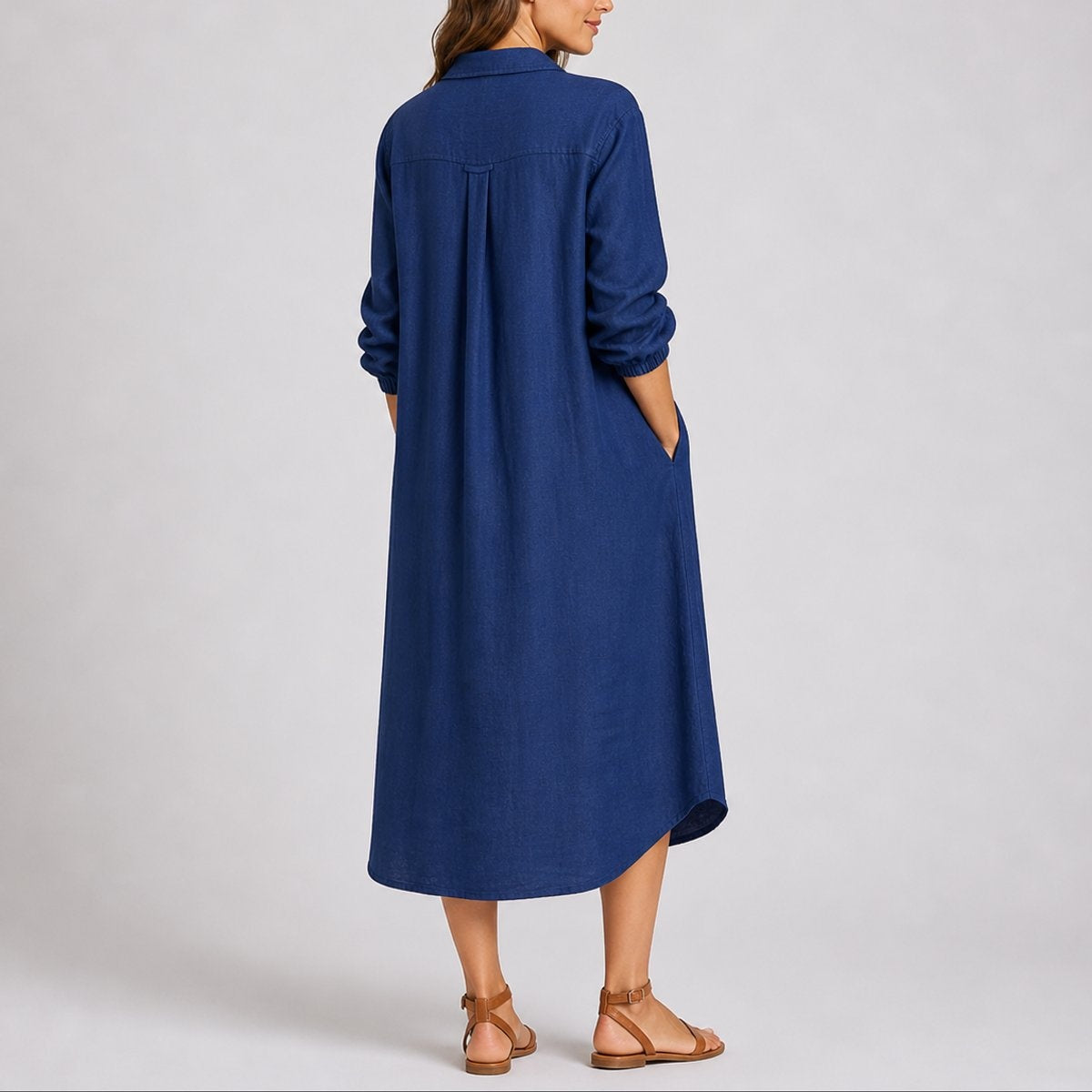 Sophia | Women's Long Sleeve Winter Wedding Guest Dress Midi Shirt Dress