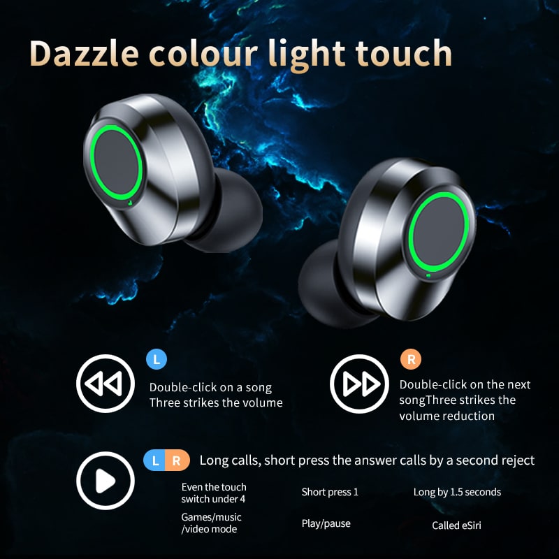 True Wireless Earbuds with Noise Cancelling Mic and Digital Display Charging Case