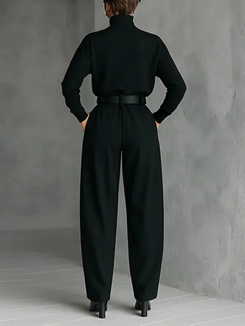 Women's roll neck two piece set with wide leg pants