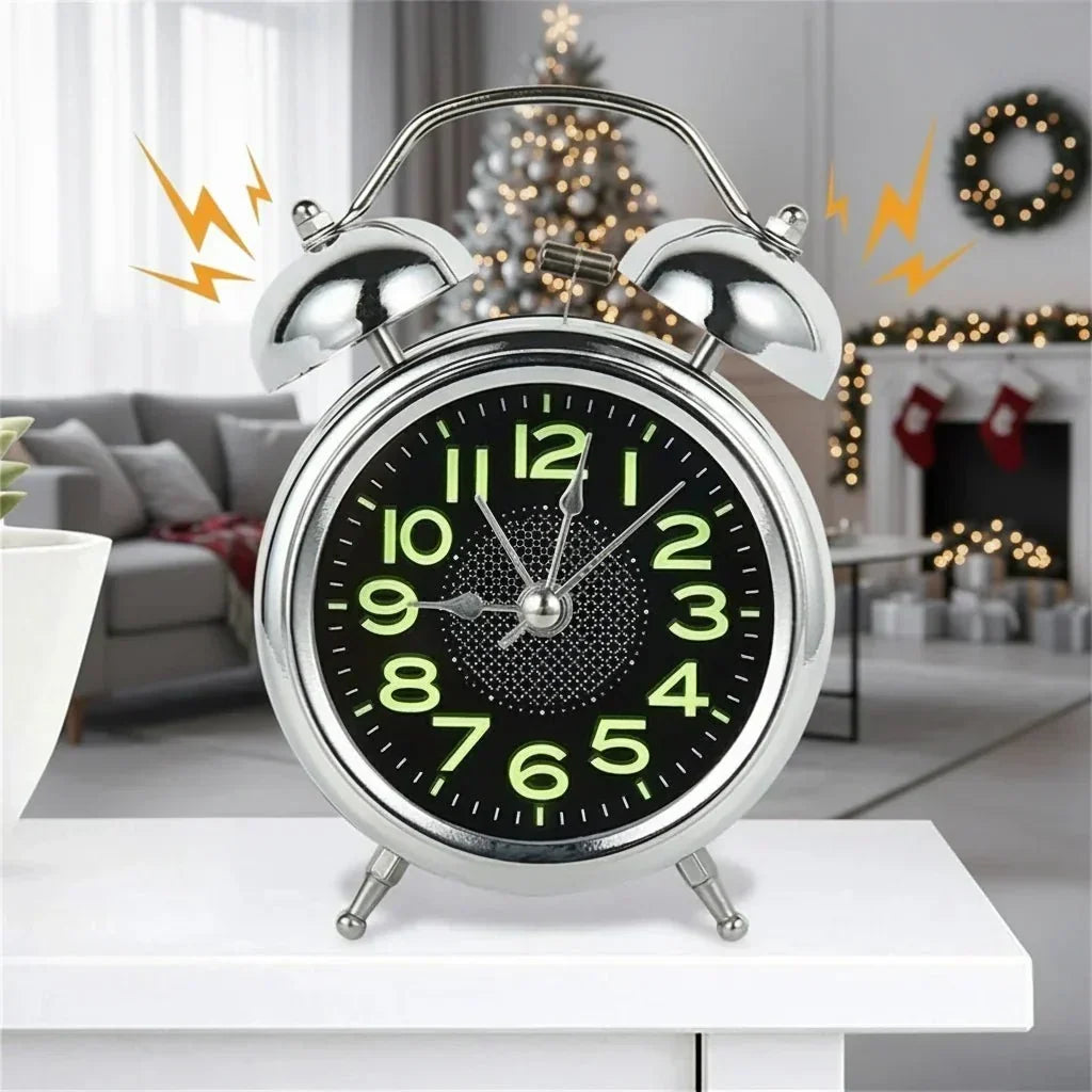 Twin Bell Alarm Clock | Loud Ring & Silent Quartz | Luminous Dial