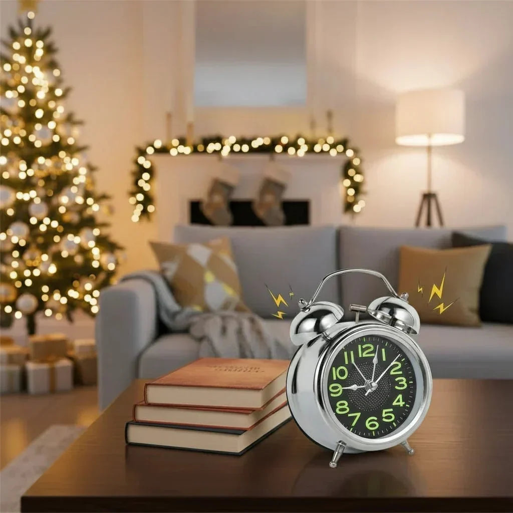 Twin Bell Alarm Clock | Loud Ring & Silent Quartz | Luminous Dial