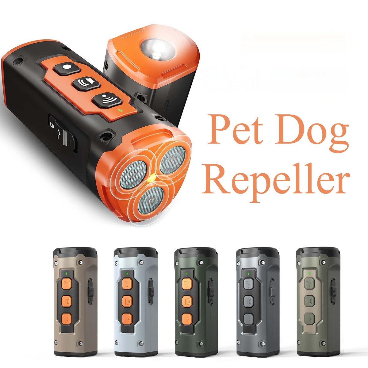 Ultrasonic Dog Deterrent and Repeller Device with LED Flashlight and Wrist Strap