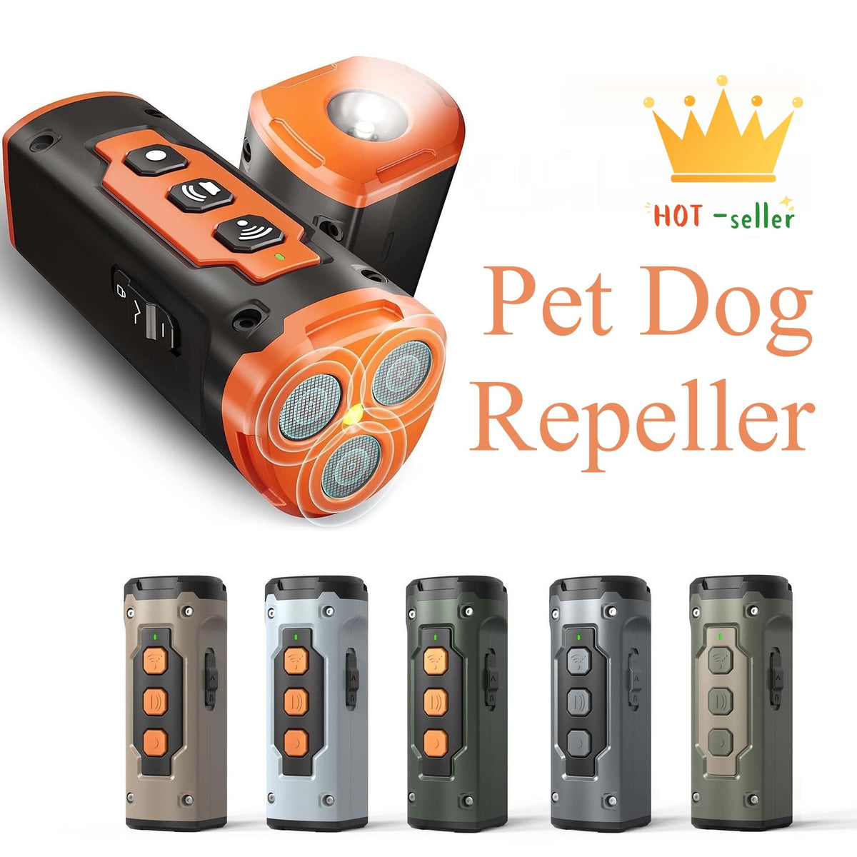 Ultrasonic Dog Deterrent and Repeller Device with LED Flashlight and Wrist Strap