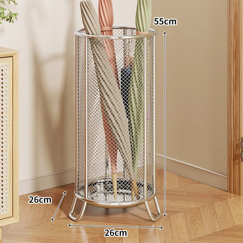 Umbrella Stand | Powder-Coated Metal Mesh & Elevated Base
