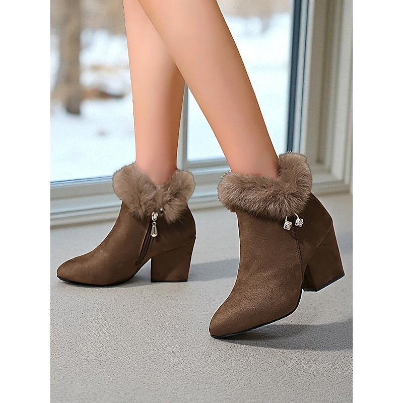Claire | Fur Trim Ankle Boots