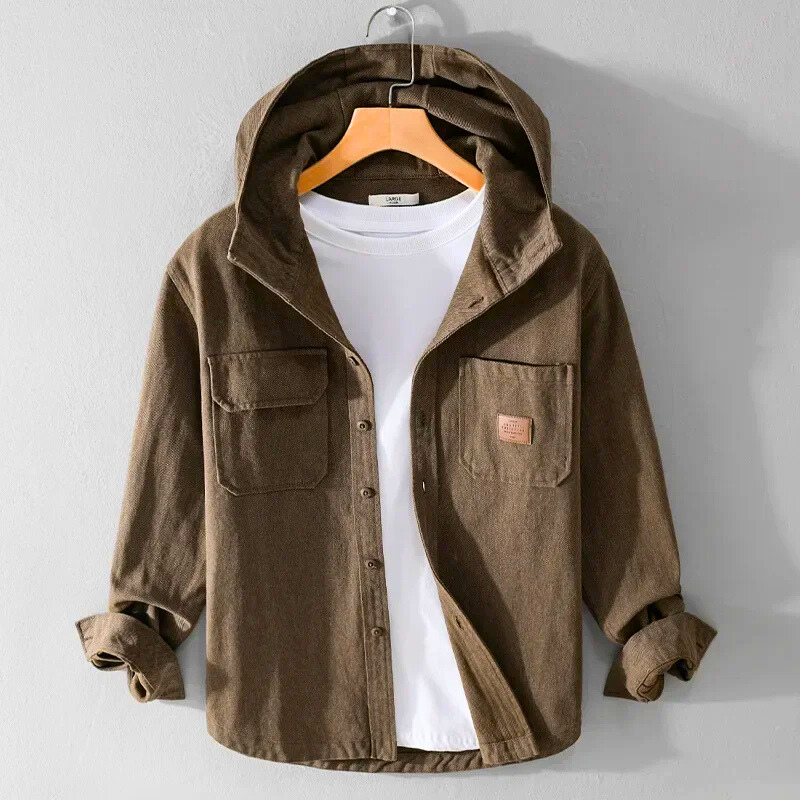 Spencer | Men's Oversized Hooded Shirt Jacket Cotton Long Sleeve