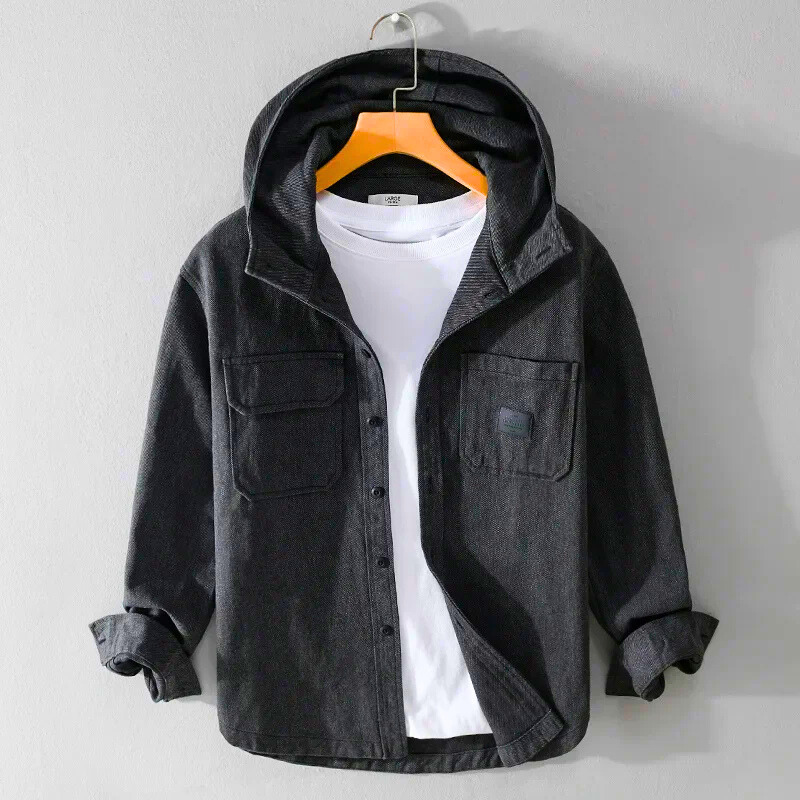 Spencer | Men's Oversized Hooded Shirt Jacket Cotton Long Sleeve