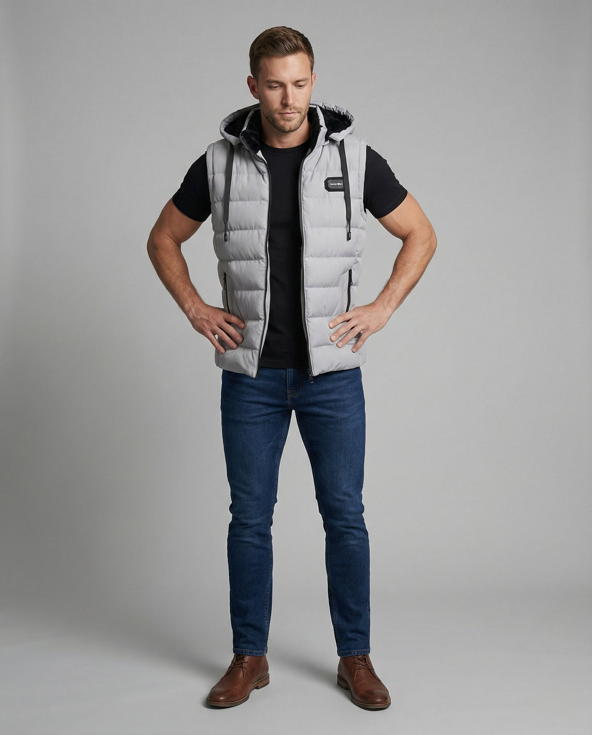 Adrian | Men's Hooded Puffer Vest Sleeveless Quilted