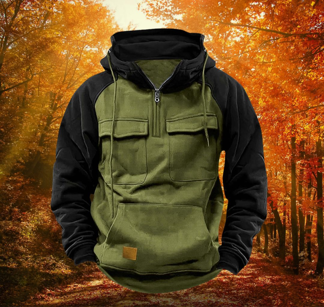 Samuel | Men's Two Tone Zip Up Hoodie Sweatshirt Cargo Pockets