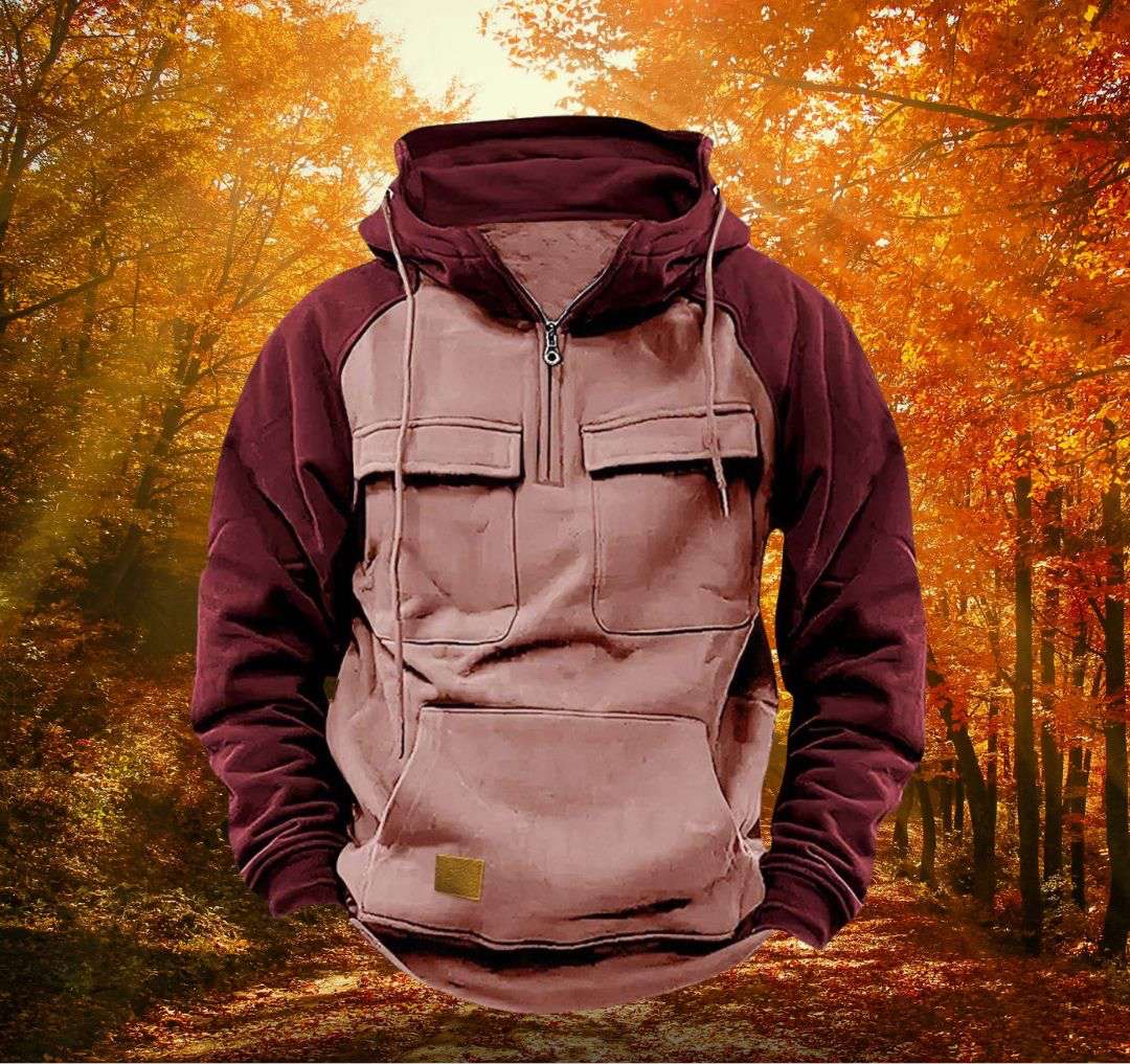 Samuel | Men's Two Tone Zip Up Hoodie Sweatshirt Cargo Pockets