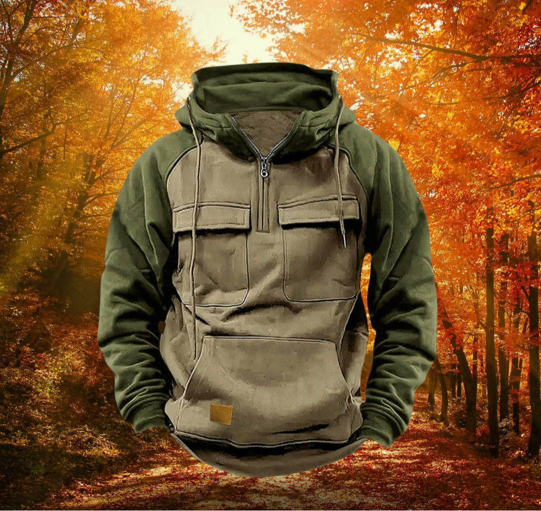 Samuel | Men's Two Tone Zip Up Hoodie Sweatshirt Cargo Pockets