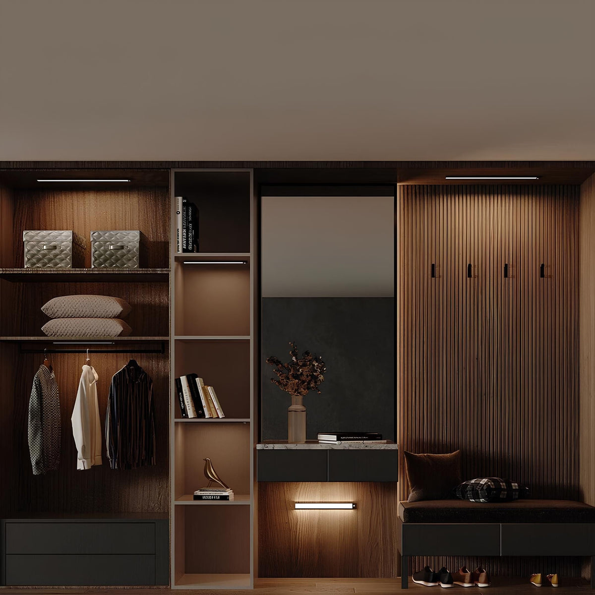 Under Cabinet Lights with Motion Sensor and Magnetic Mount Rechargeable LED Bar