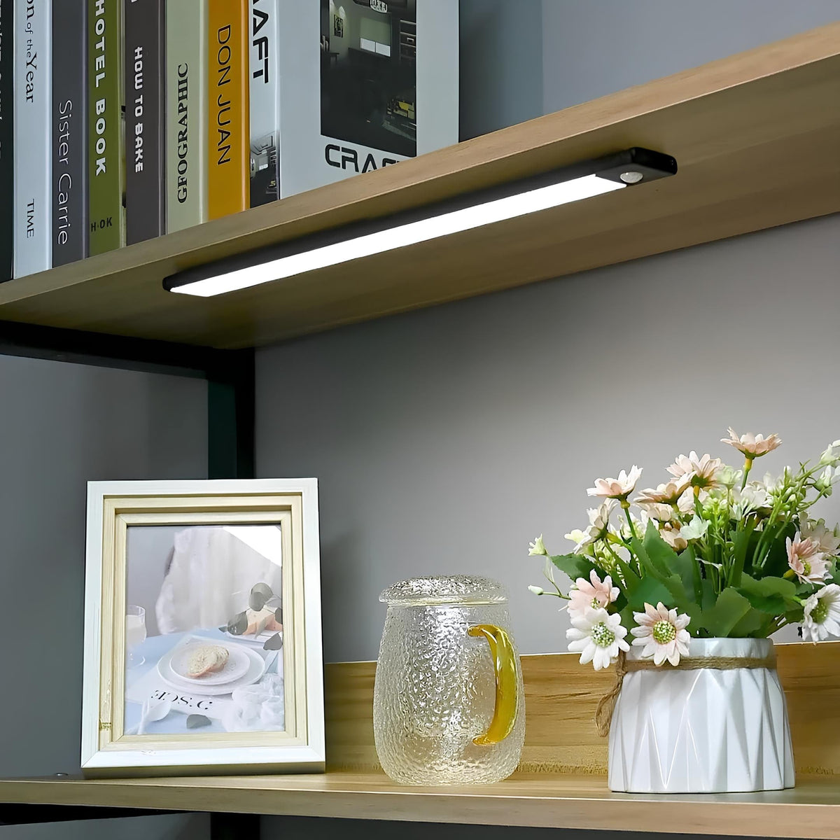 Under Cabinet Lights with Motion Sensor and Magnetic Mount Rechargeable LED Bar