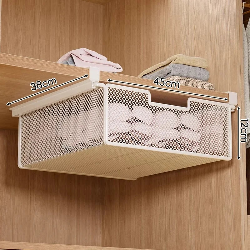 Under-Shelf Pull-Out Basket | Ventilated Metal Mesh & Tool-Free Clamp Rail | 38 cm Depth