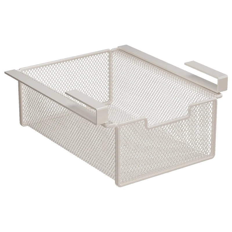 Under-Shelf Pull-Out Basket | Ventilated Metal Mesh & Tool-Free Clamp Rail | 38 cm Depth
