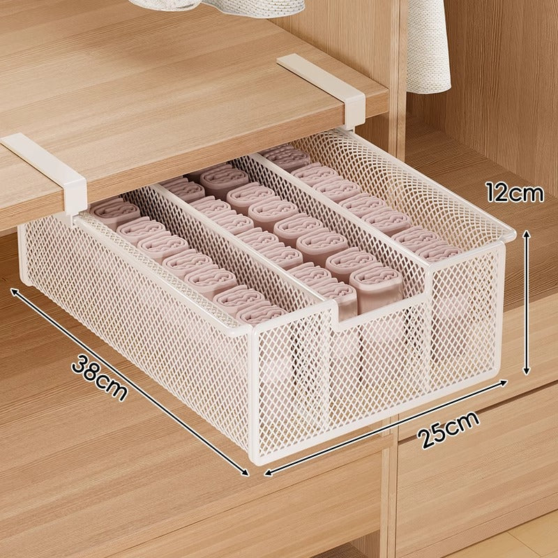 Under-Shelf Pull-Out Basket | Ventilated Metal Mesh & Tool-Free Clamp Rail | 38 cm Depth