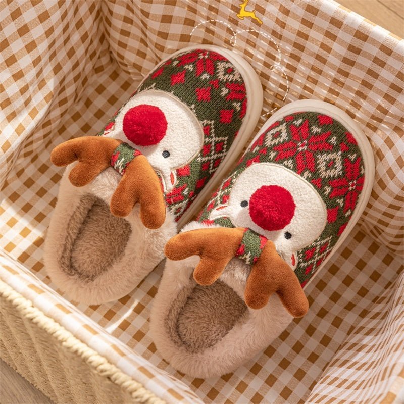 Unisex Christmas Slippers with Embroidered Design