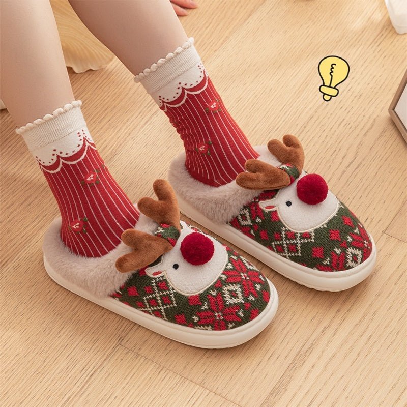 Unisex Christmas Slippers with Embroidered Design