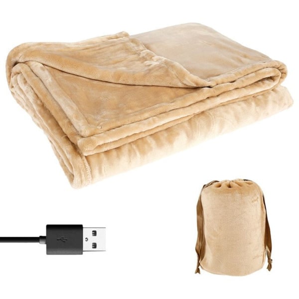 USB Heated Blanket with Plush Fleece Energy Efficient Electric with Storage Bag