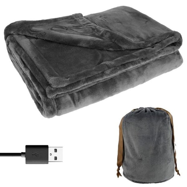 USB Heated Blanket with Plush Fleece Energy Efficient Electric with Storage Bag