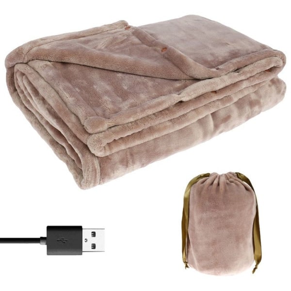 USB Heated Blanket with Plush Fleece Energy Efficient Electric with Storage Bag