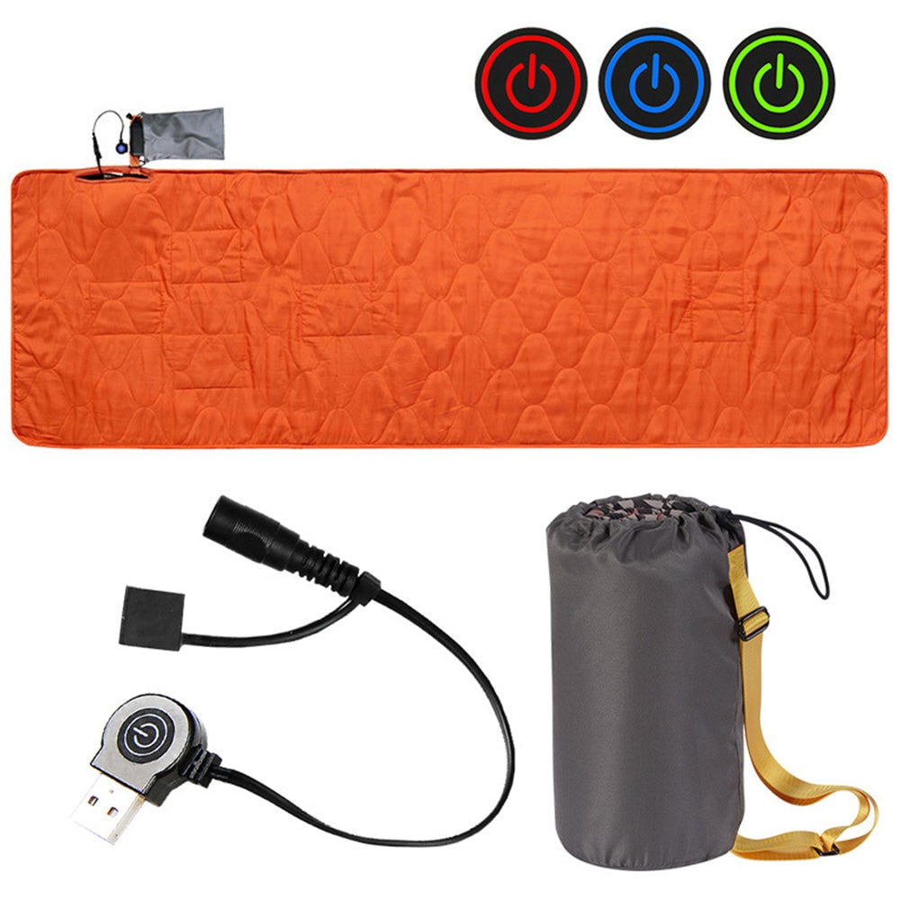 USB Powered Heated Camping Sleeping Pad with Adjustable Temperature and Multiple Heating Zones