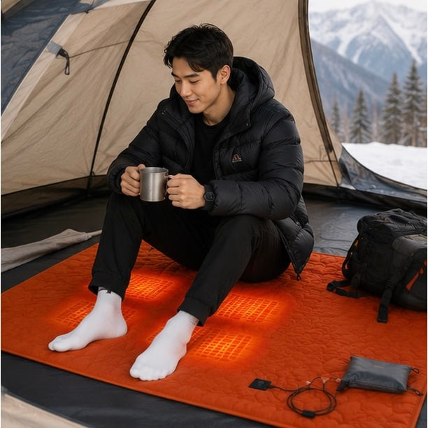 USB Powered Heated Camping Sleeping Pad with Adjustable Temperature and Multiple Heating Zones