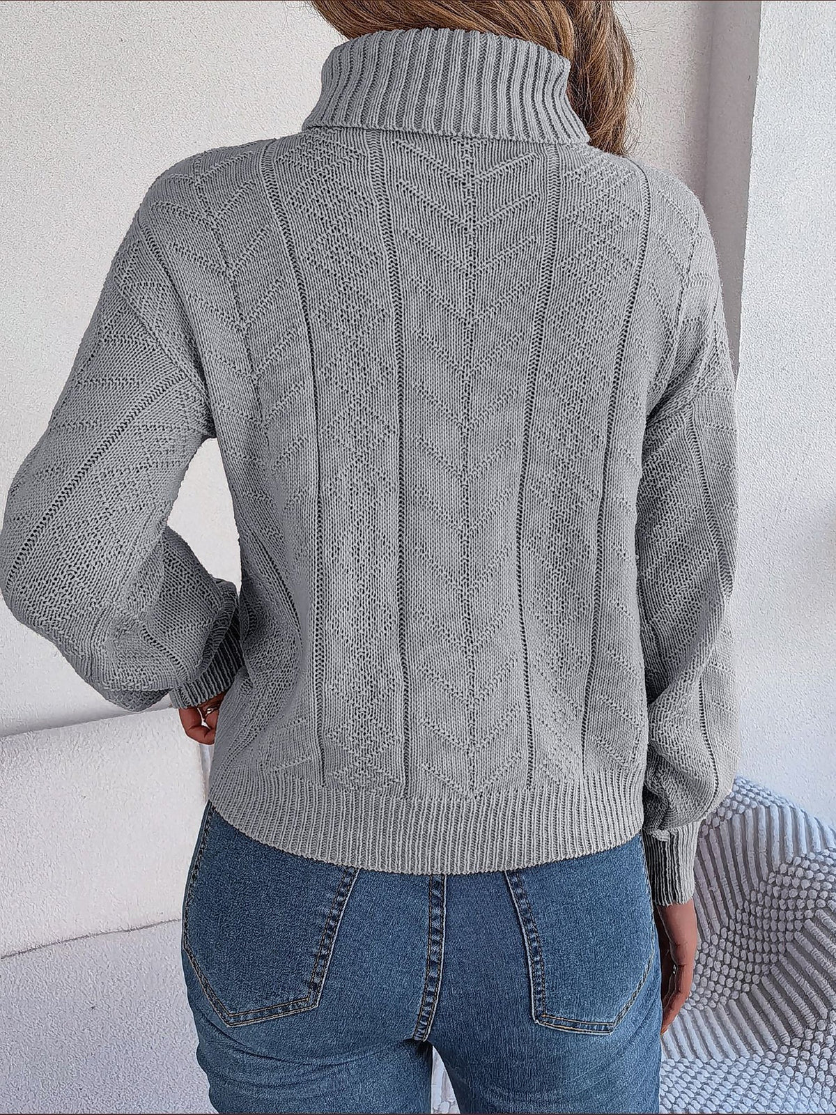Hollis-Sage Chunky Cable Turtleneck