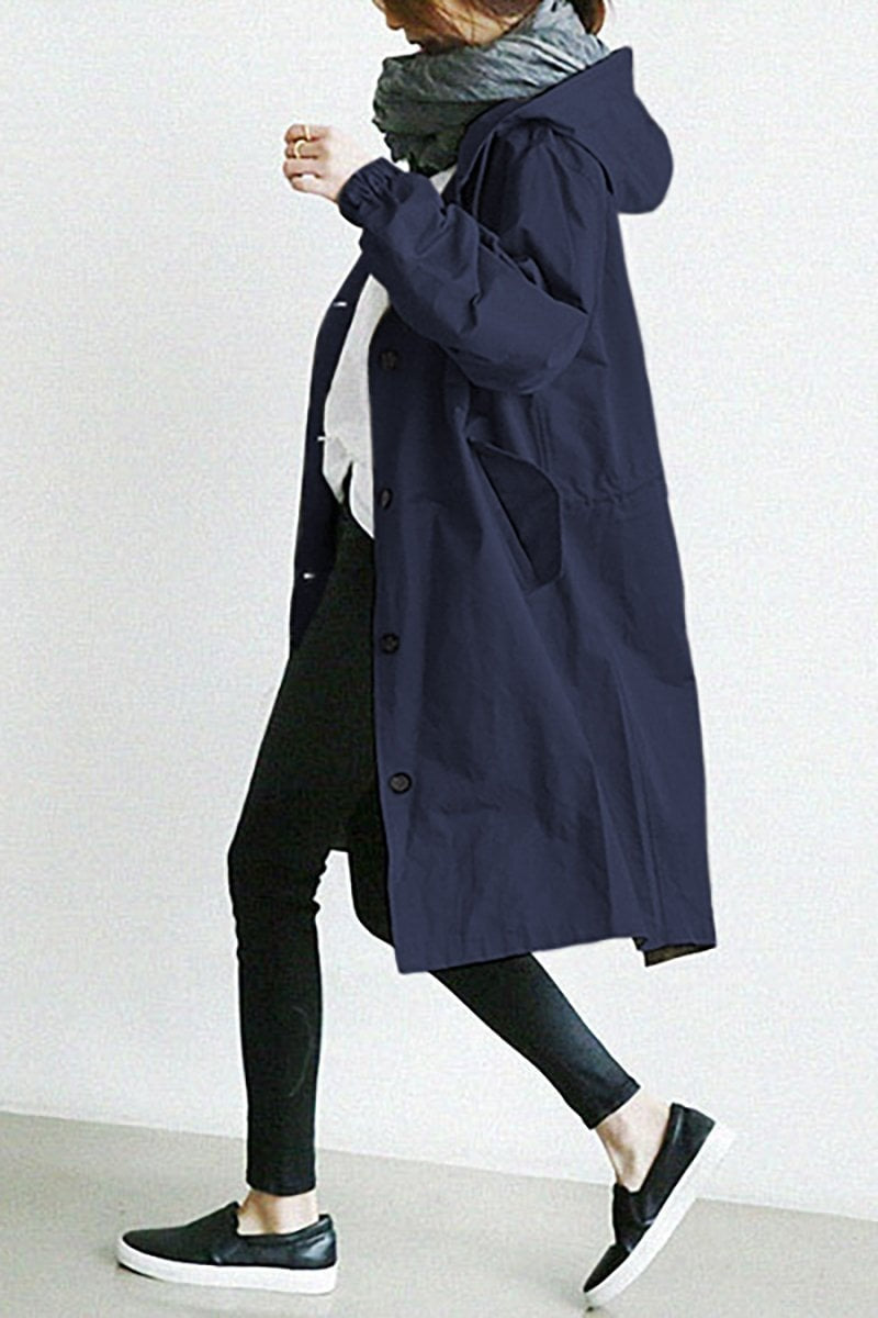 Isla | Women's Hooded Lightweight Jacket Button Up 3/4 Sleeve