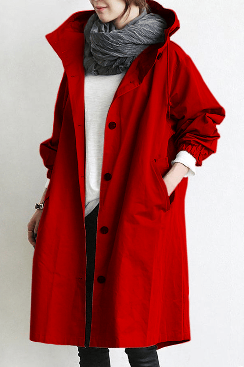 Isla | Women's Hooded Lightweight Jacket Button Up 3/4 Sleeve