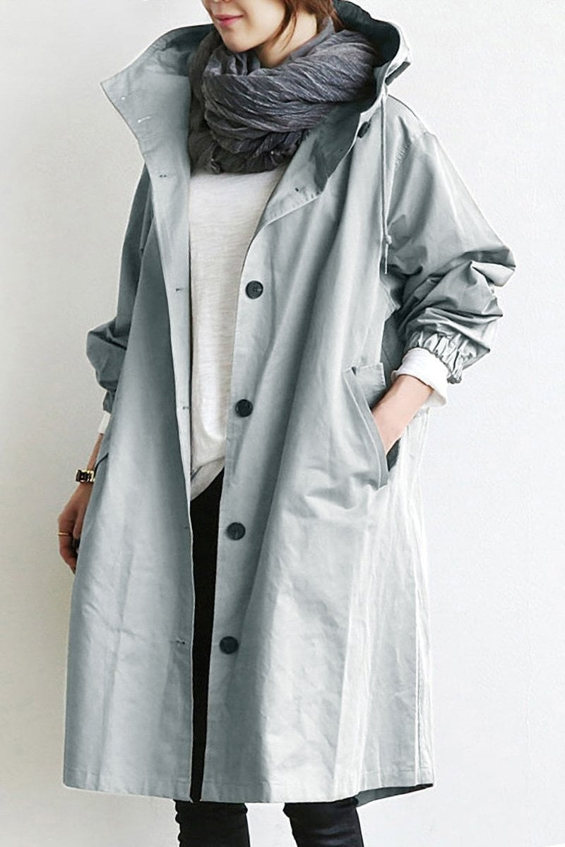 Isla | Women's Hooded Lightweight Jacket Button Up 3/4 Sleeve