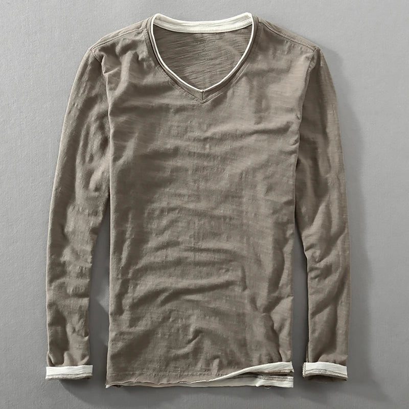 V-Neck Long Sleeve T-Shirt for Men