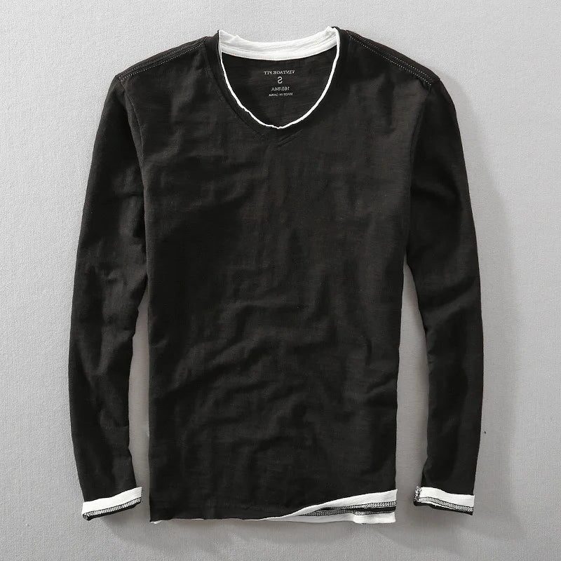 V-Neck Long Sleeve T-Shirt for Men