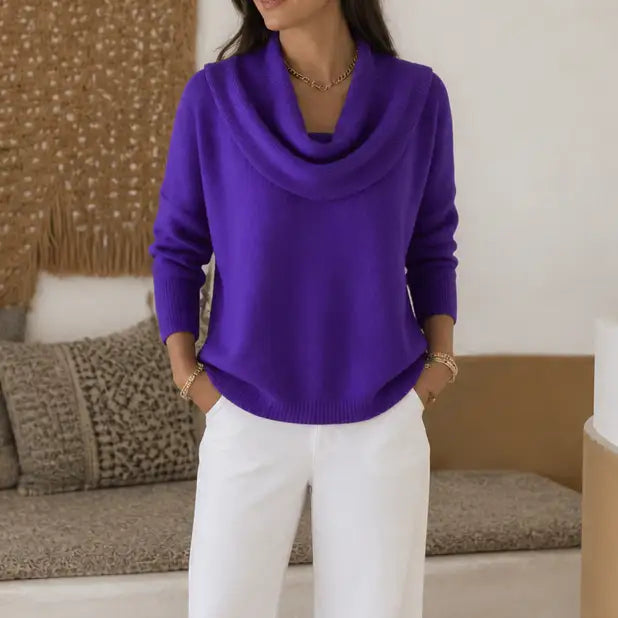 Women's Draped Cowl Neck Jumper