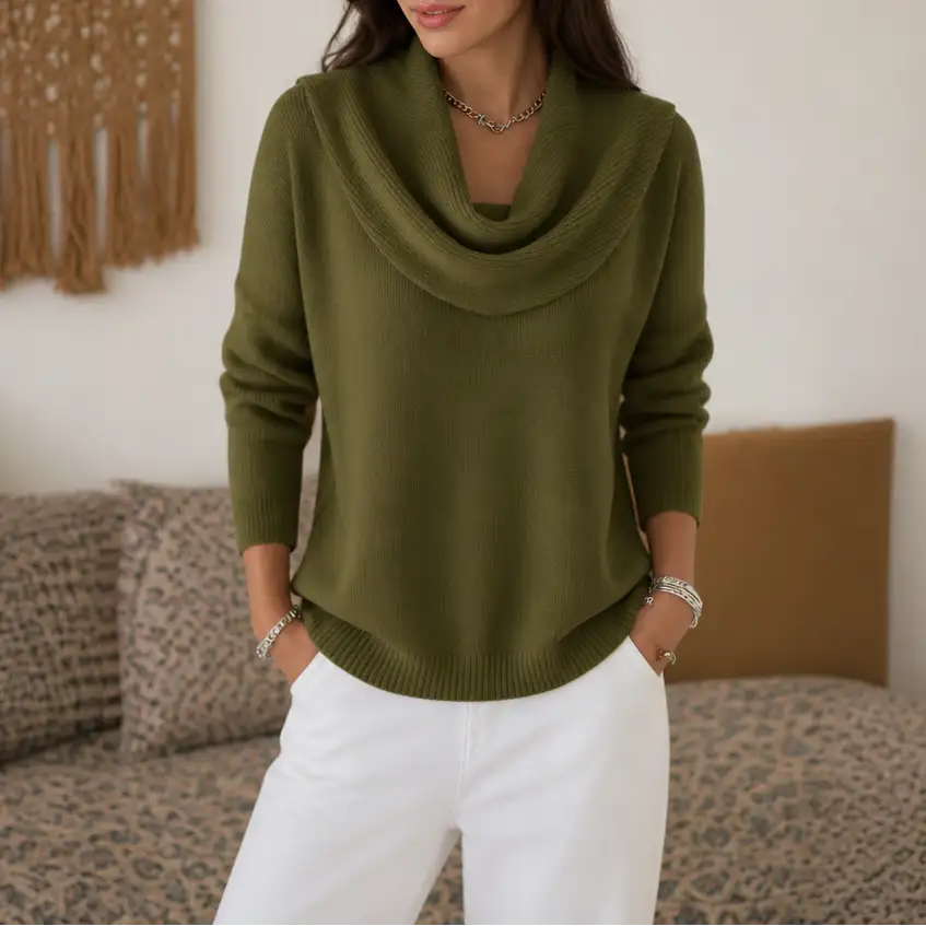 Women's Draped Cowl Neck Jumper
