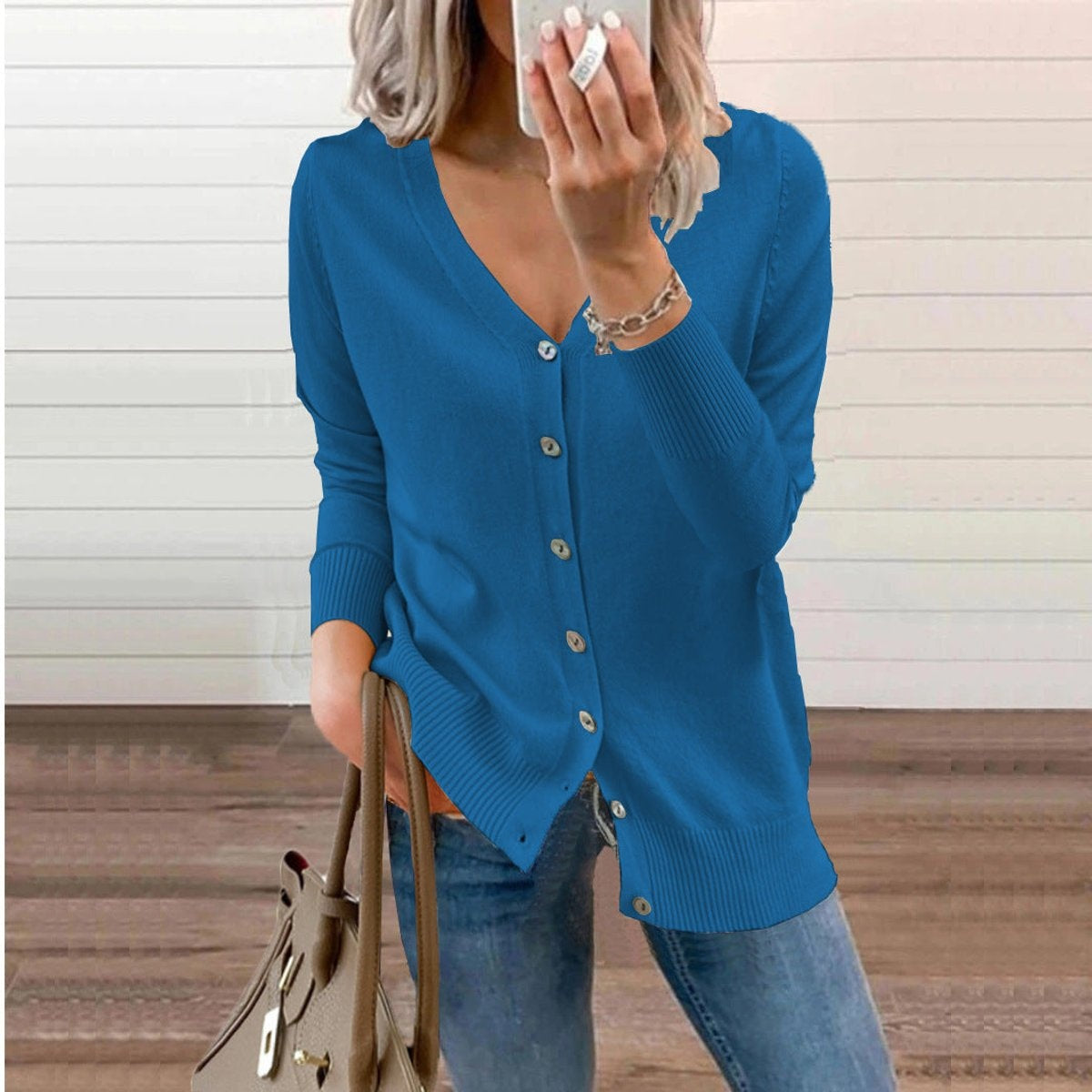 Madison | Women's Lightweight Cardigan Sweater V Neck Button Up Long Sleeve