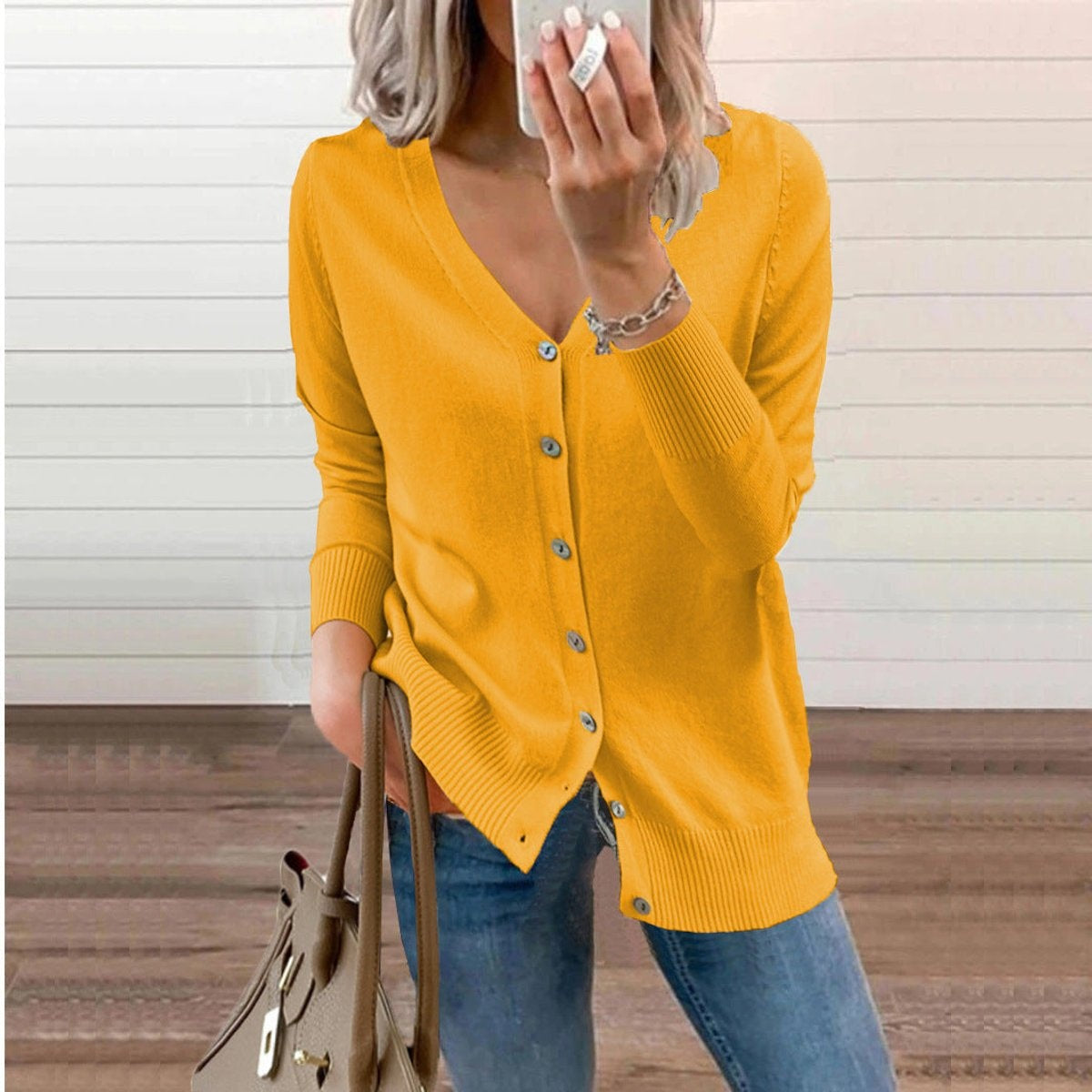 Madison | Women's Lightweight Cardigan Sweater V Neck Button Up Long Sleeve