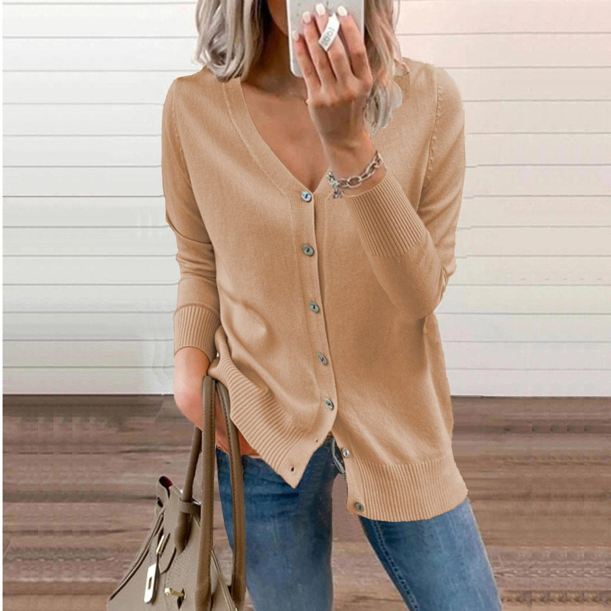 Madison | Women's Lightweight Cardigan Sweater V Neck Button Up Long Sleeve
