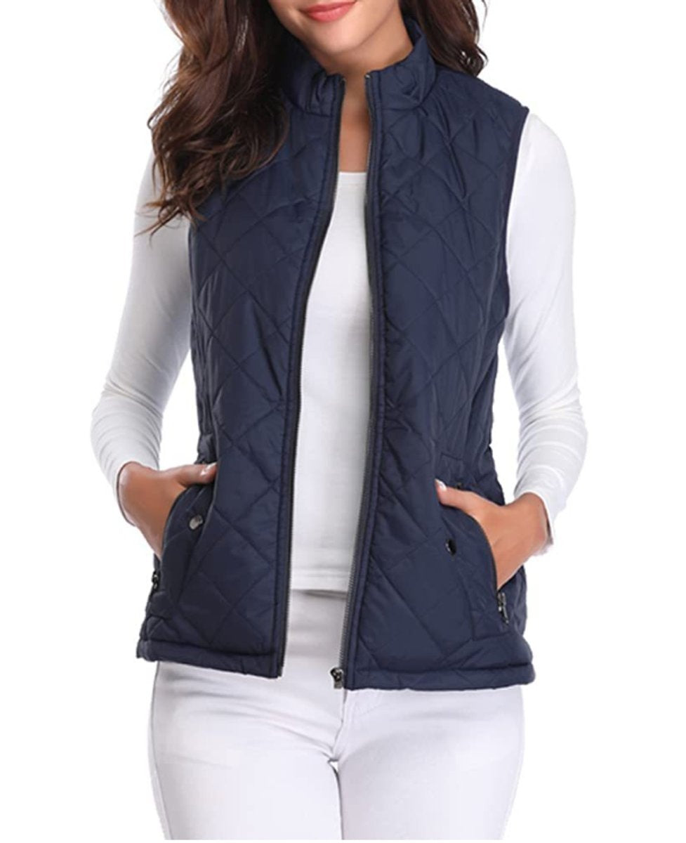 Juliana | Women's Lightweight Puffer Vest Stand Collar Zip Up